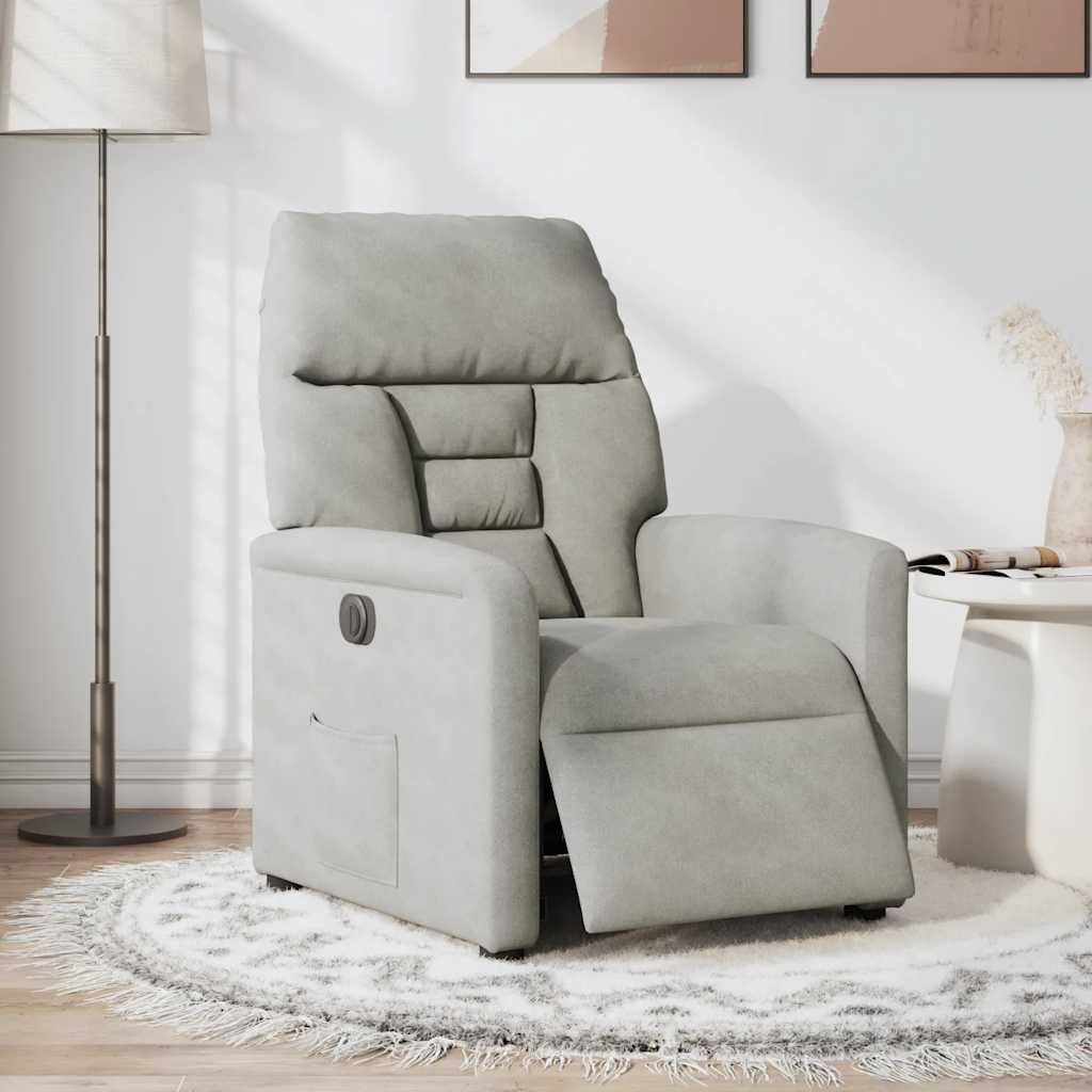 Fauteuil inclinable électrique gris clair tissu microfibre - XIOS