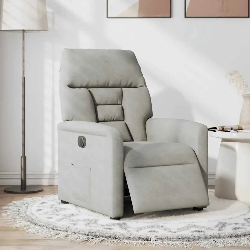 Fauteuil inclinable électrique gris clair tissu microfibre - XIOS