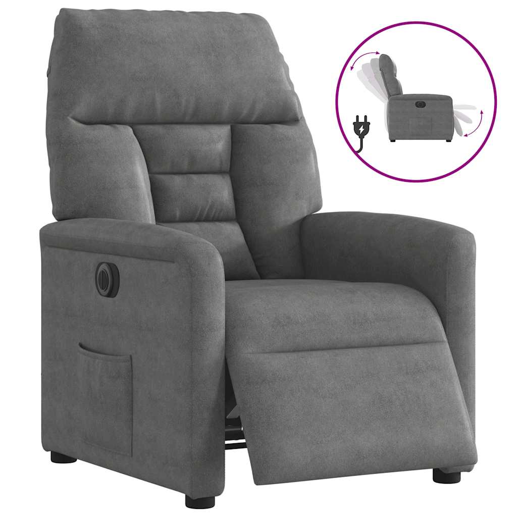 Fauteuil inclinable électrique gris foncé tissu microfibre - XIOS