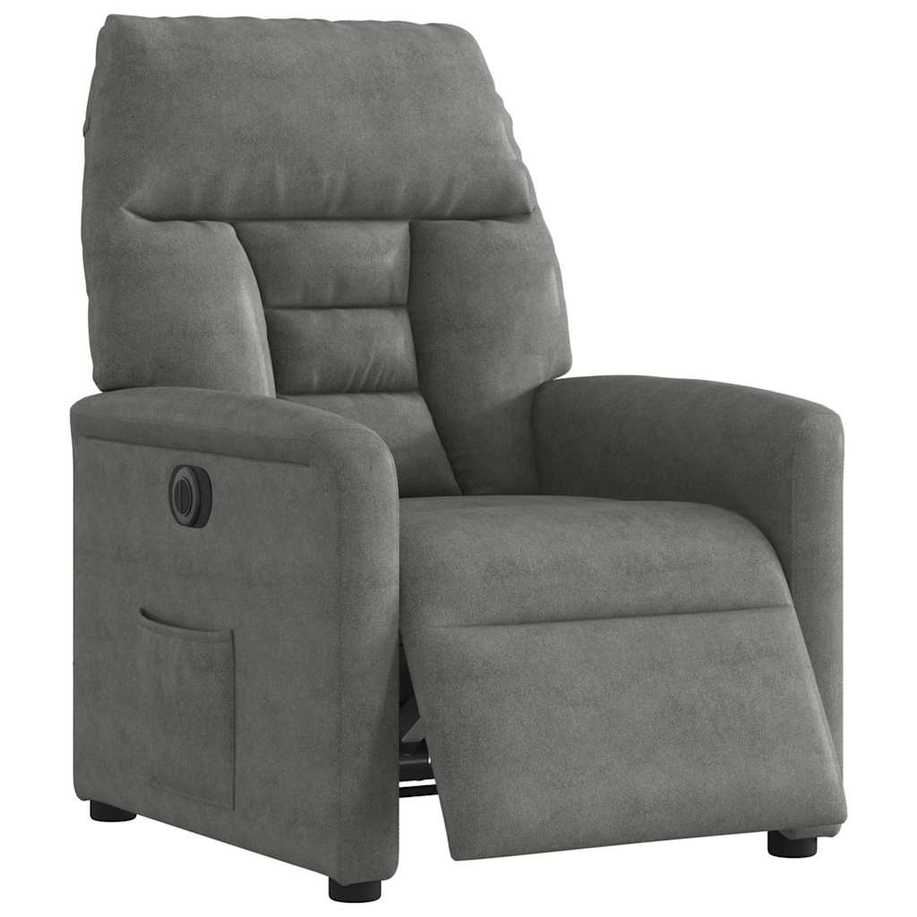 Fauteuil inclinable électrique gris foncé tissu microfibre - XIOS