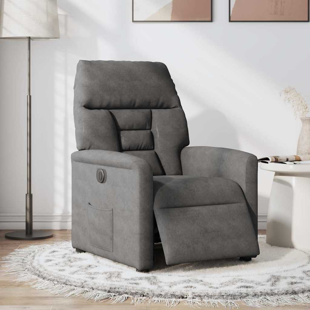 Fauteuil inclinable électrique gris foncé tissu microfibre - XIOS