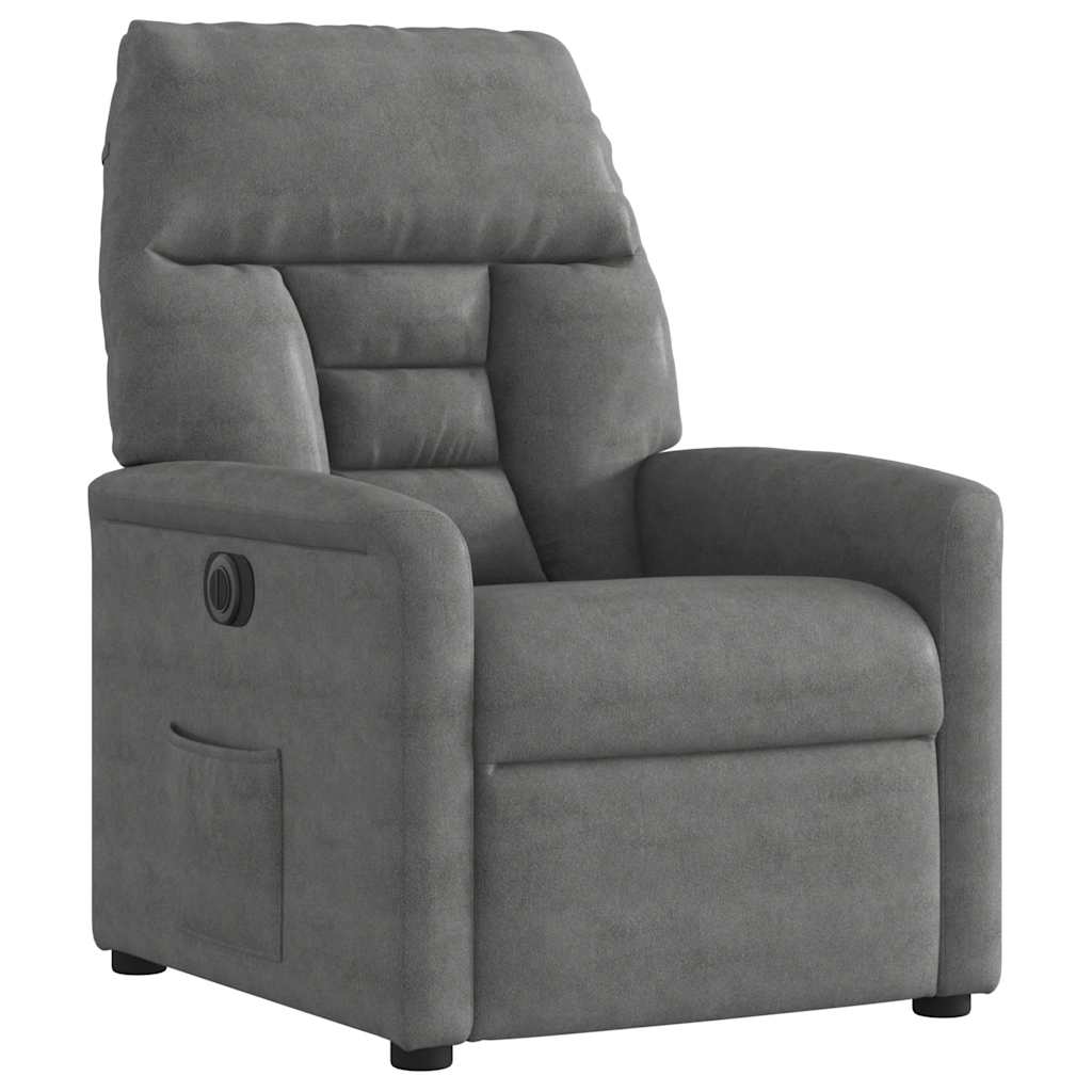 Fauteuil inclinable électrique gris foncé tissu microfibre - XIOS