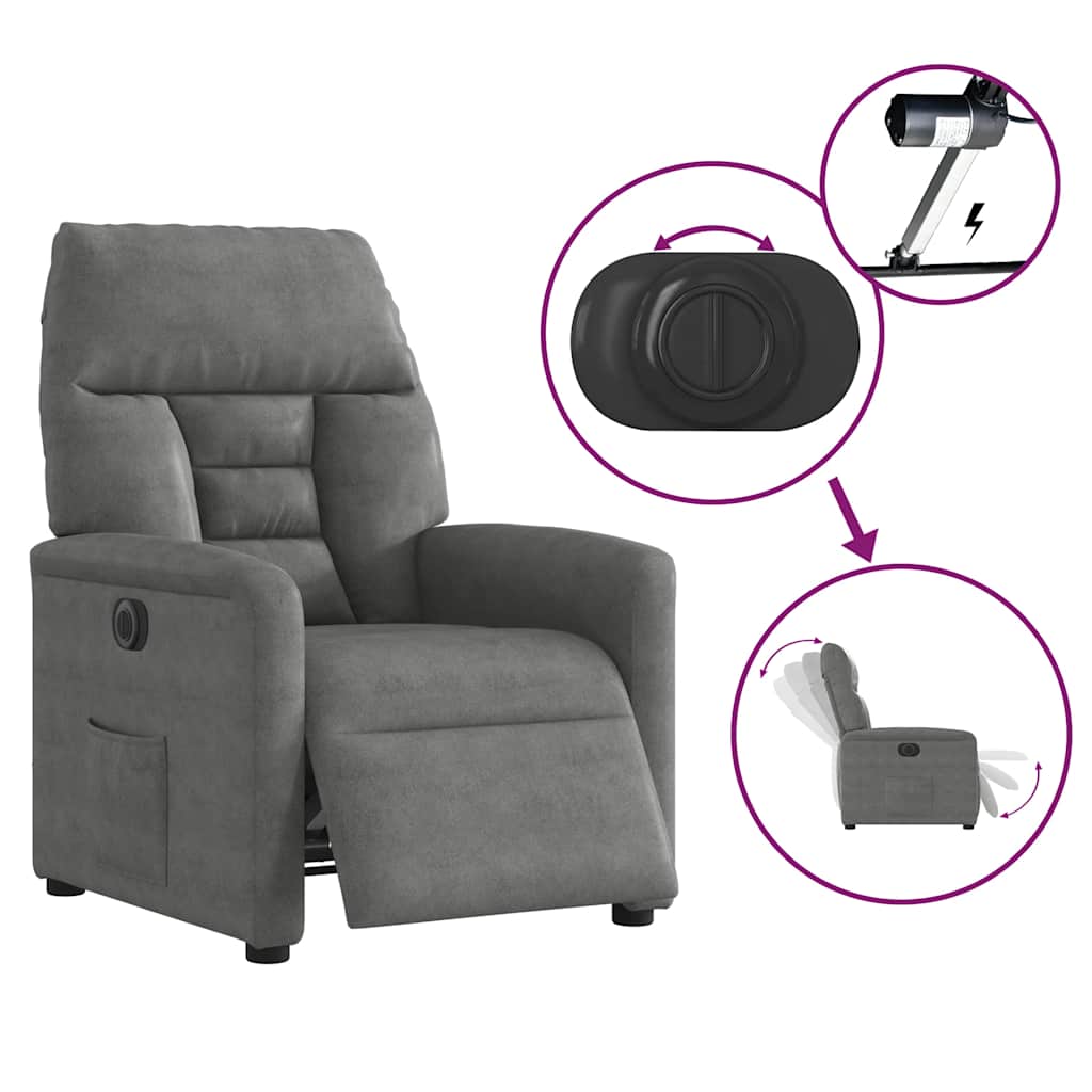 Fauteuil inclinable électrique gris foncé tissu microfibre - XIOS