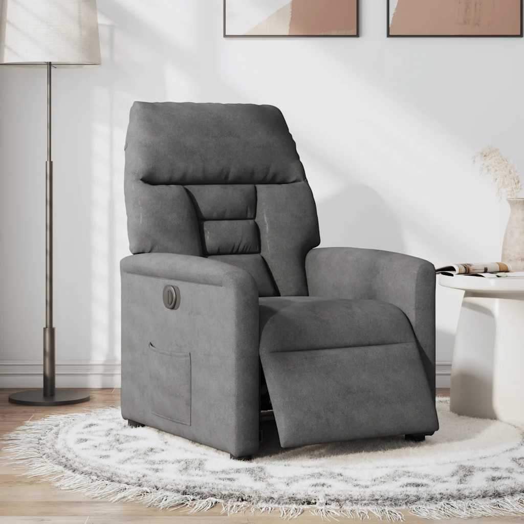 Fauteuil inclinable électrique gris foncé tissu microfibre - XIOS