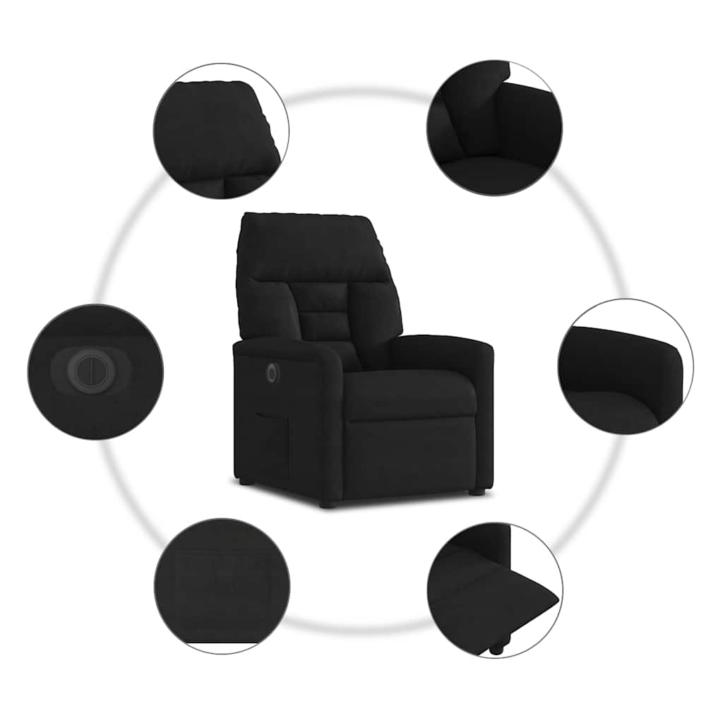 Fauteuil inclinable électrique noir tissu microfibre