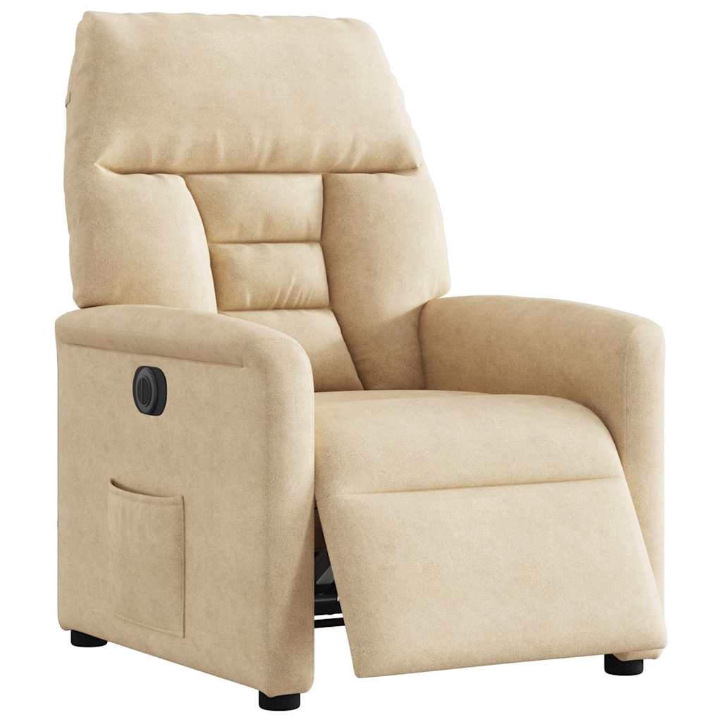 Fauteuil inclinable électrique crème tissu microfibre