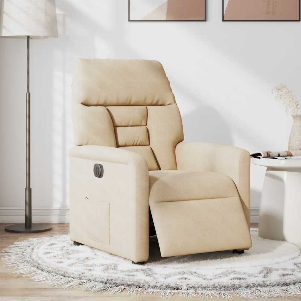 Fauteuil inclinable électrique crème tissu microfibre