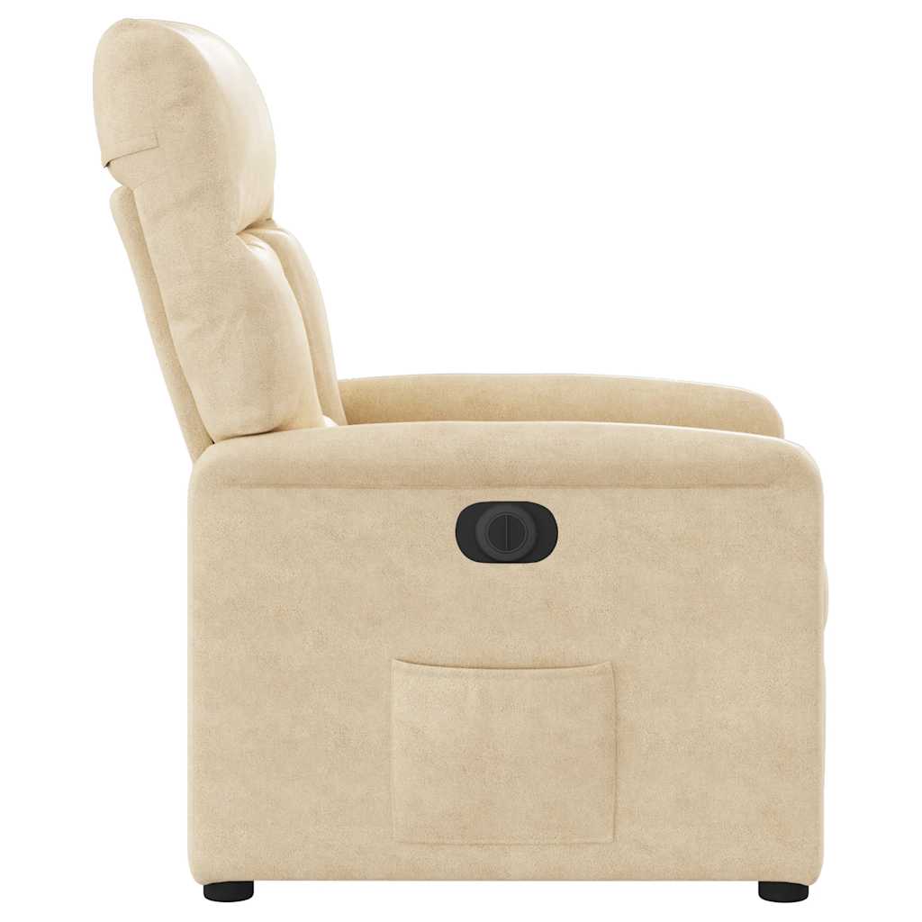 Fauteuil inclinable électrique crème tissu microfibre