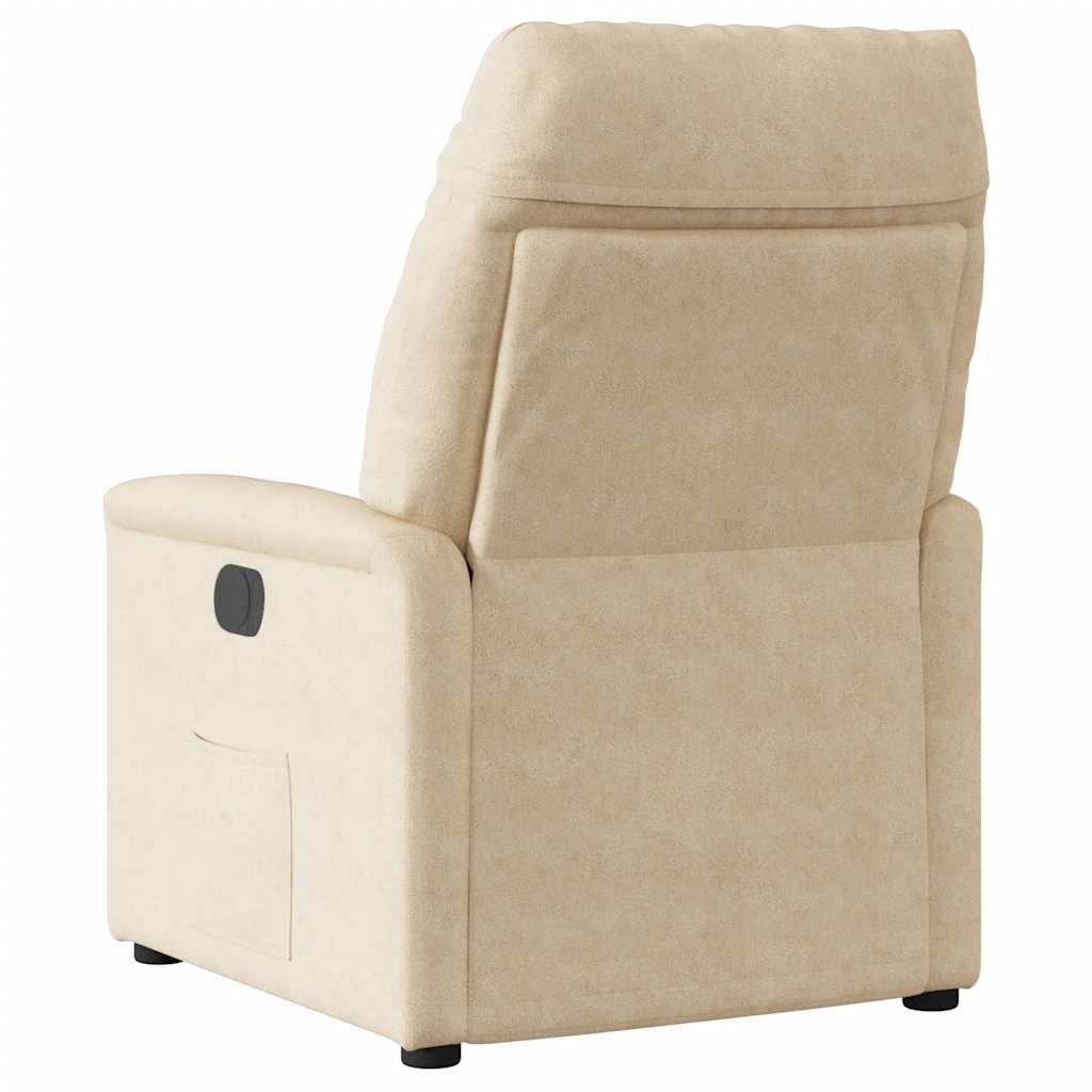 Fauteuil inclinable électrique crème tissu microfibre