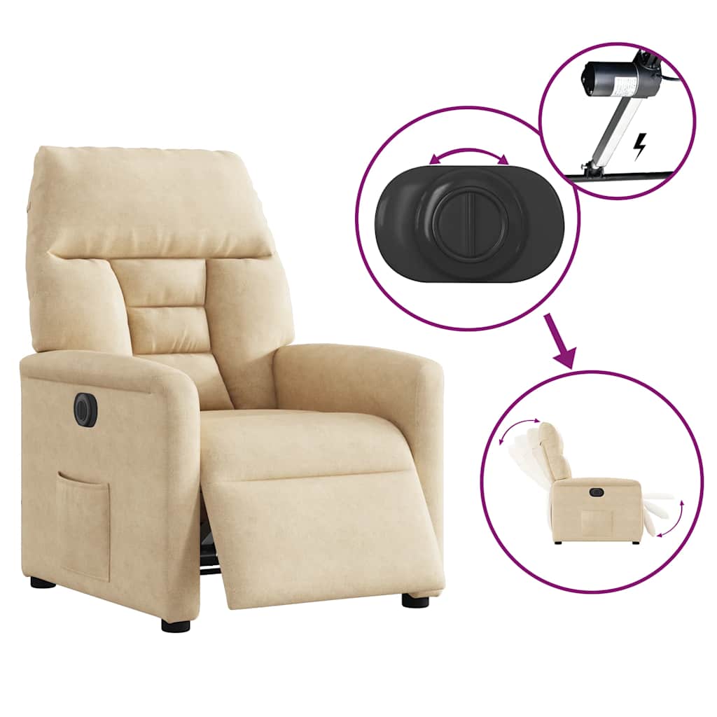 Fauteuil inclinable électrique crème tissu microfibre