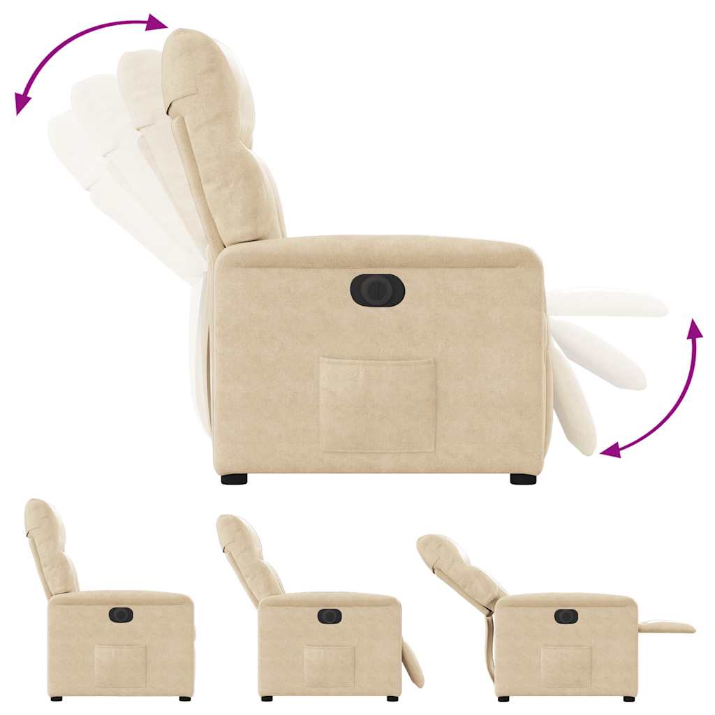 Fauteuil inclinable électrique crème tissu microfibre