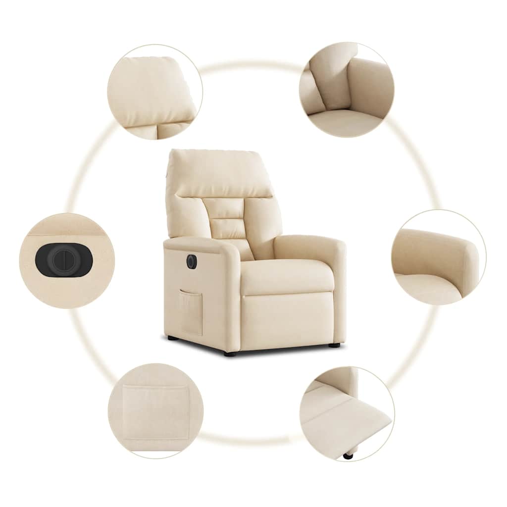 Fauteuil inclinable électrique beige tissu microfibre