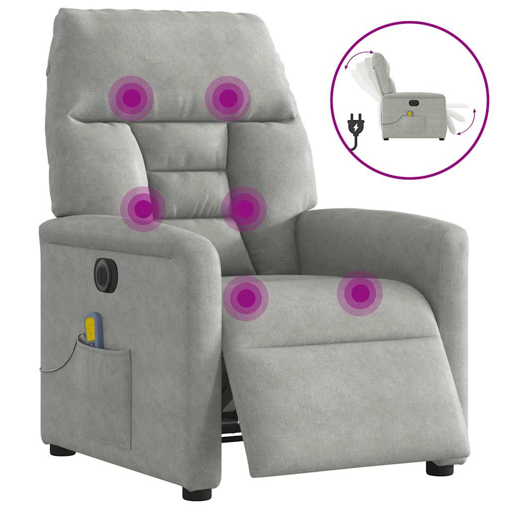 Fauteuil inclinable de massage électrique gris clair