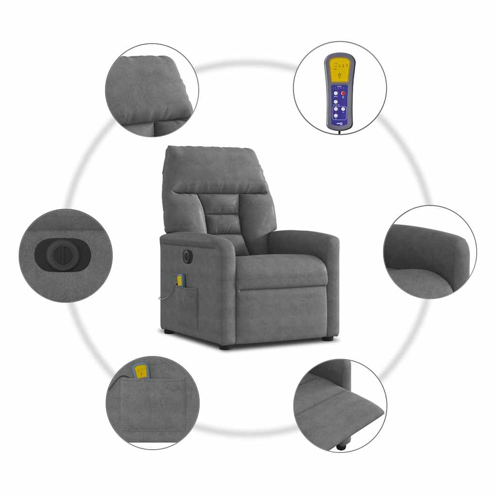 Fauteuil inclinable de massage électrique gris foncé