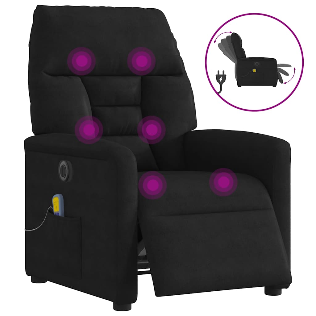 Fauteuil inclinable de massage électrique noir tissu microfibre - XIOS