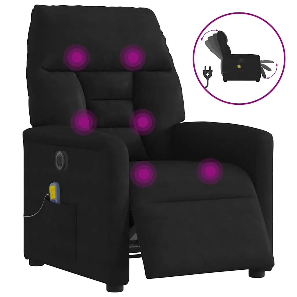 Fauteuil inclinable de massage électrique noir tissu microfibre - XIOS