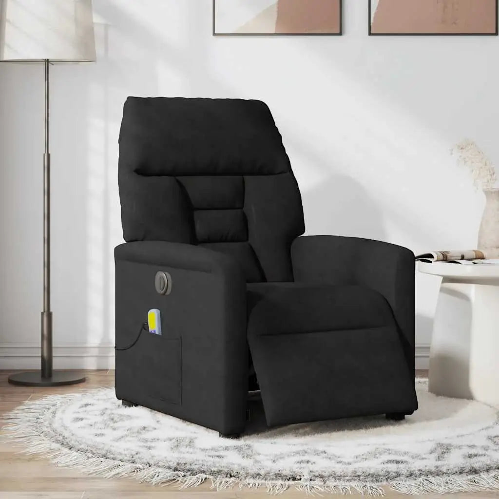 Fauteuil inclinable de massage électrique noir tissu microfibre - XIOS