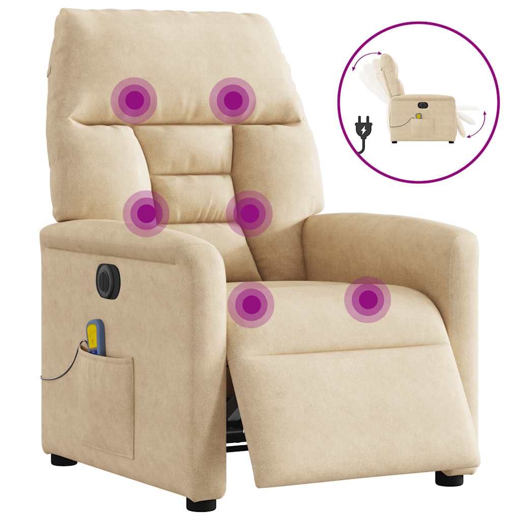 Fauteuil inclinable de massage électrique crème
