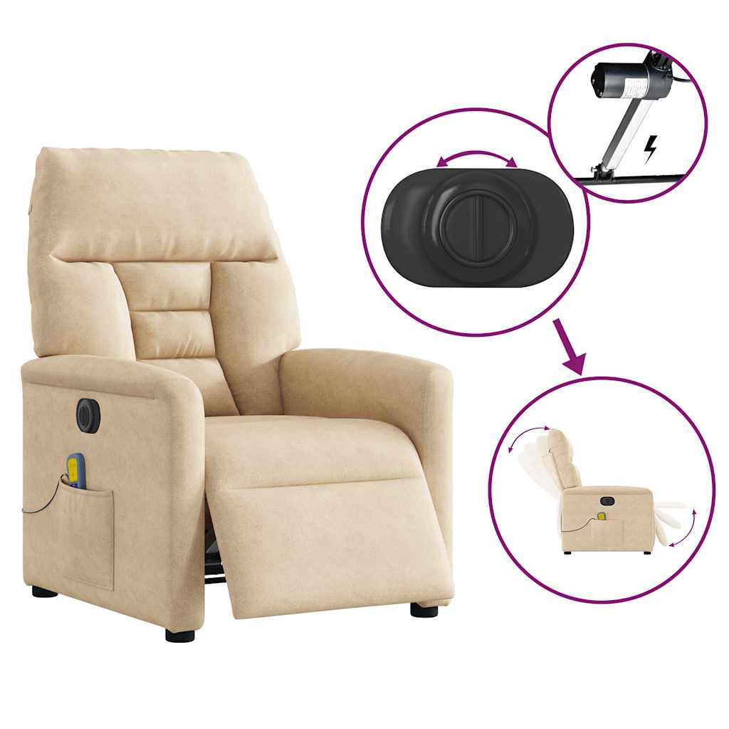 Fauteuil inclinable de massage électrique crème