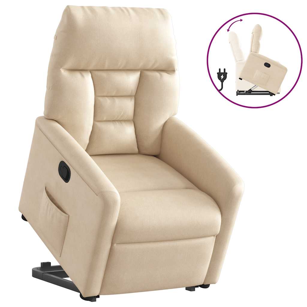 Fauteuil inclinable crème tissu microfibre