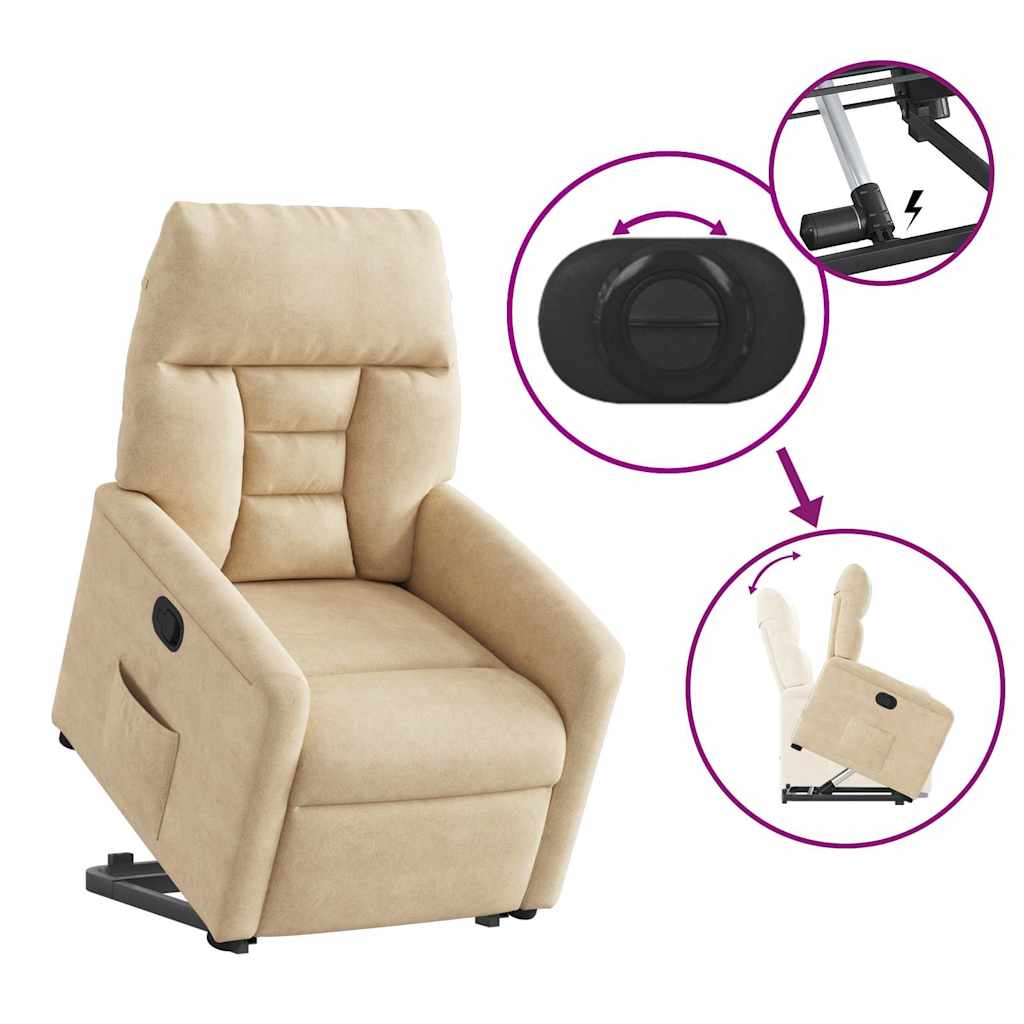 Fauteuil inclinable crème tissu microfibre