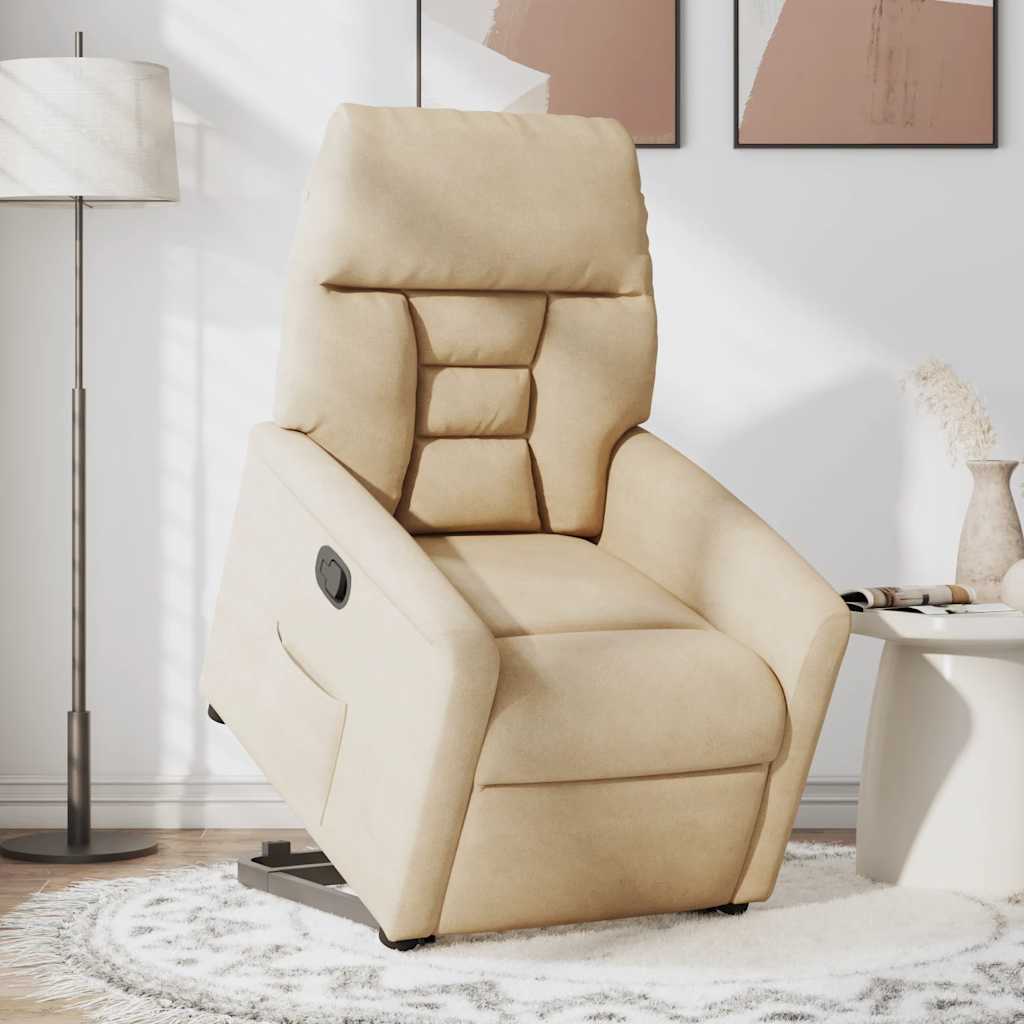 Fauteuil inclinable crème tissu microfibre