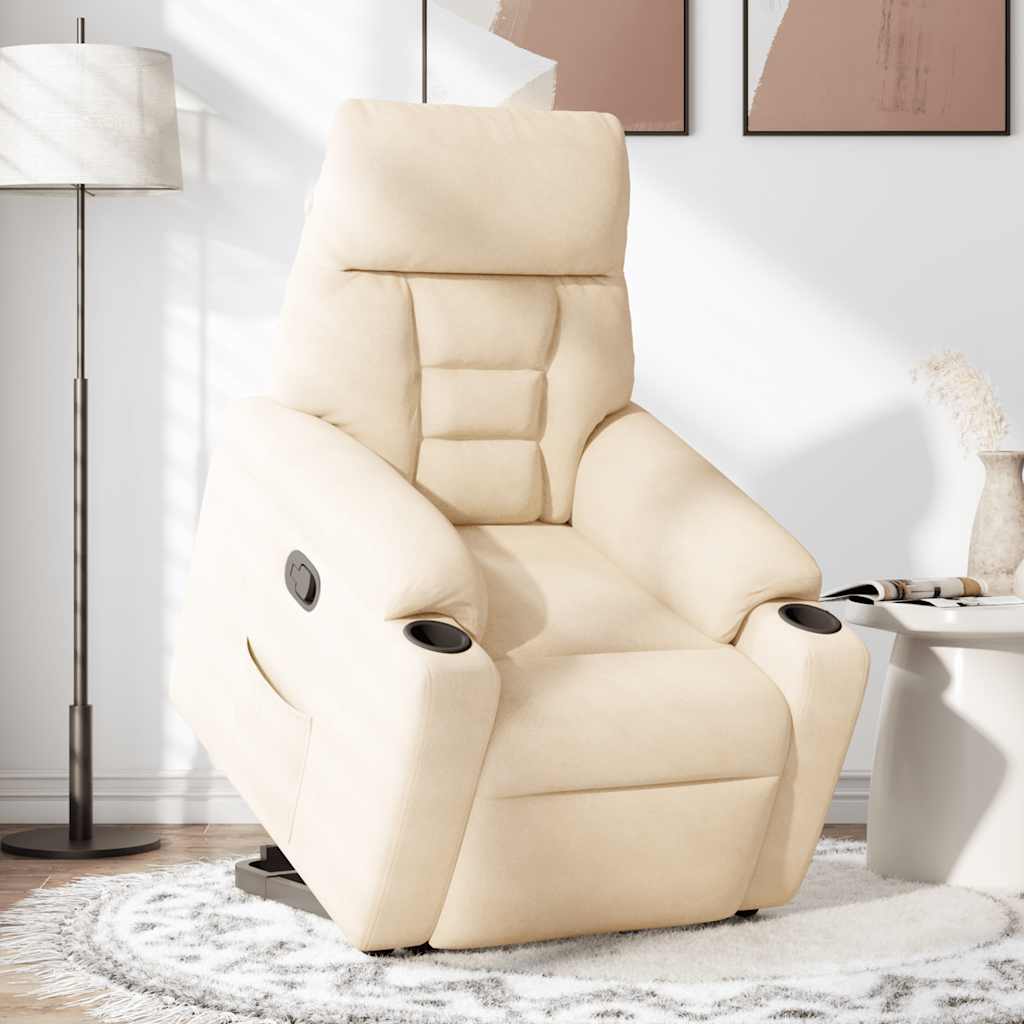 Fauteuil inclinable beige tissu microfibre