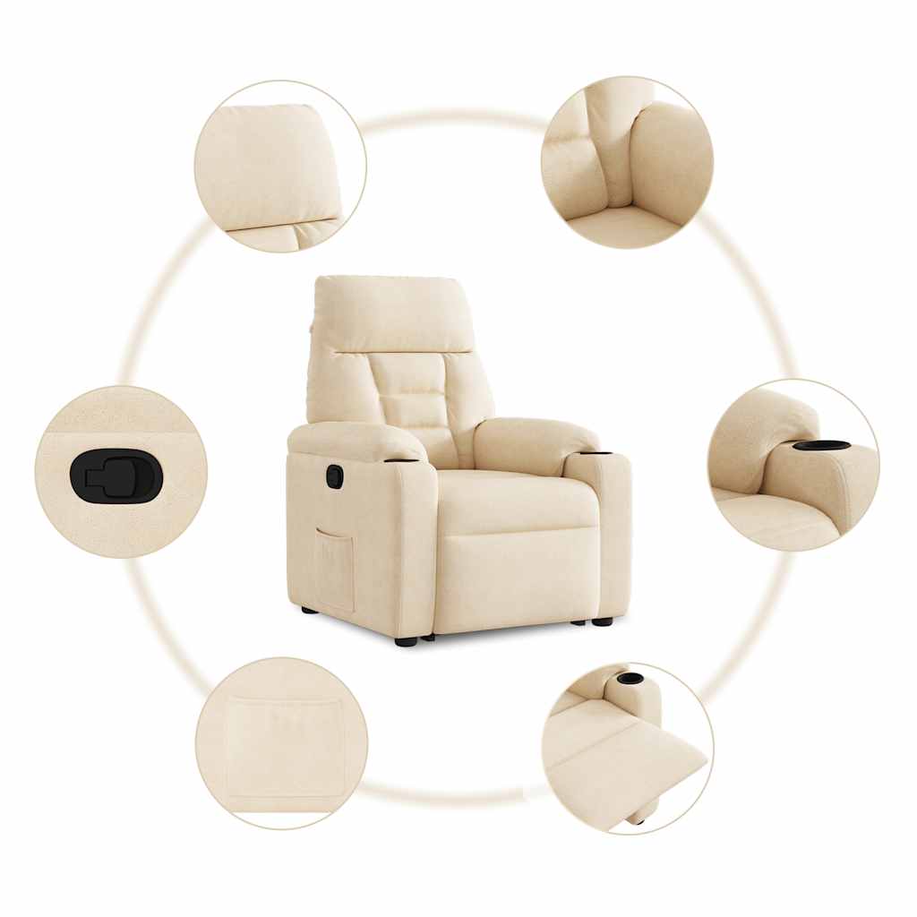 Fauteuil inclinable beige tissu microfibre