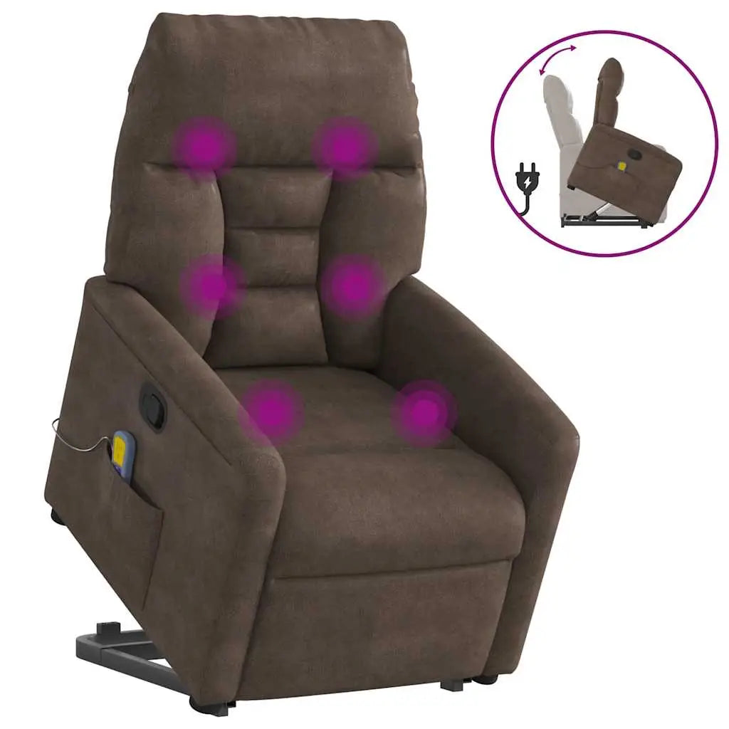 Fauteuil inclinable de massage marron tissu microfibre - XIOS