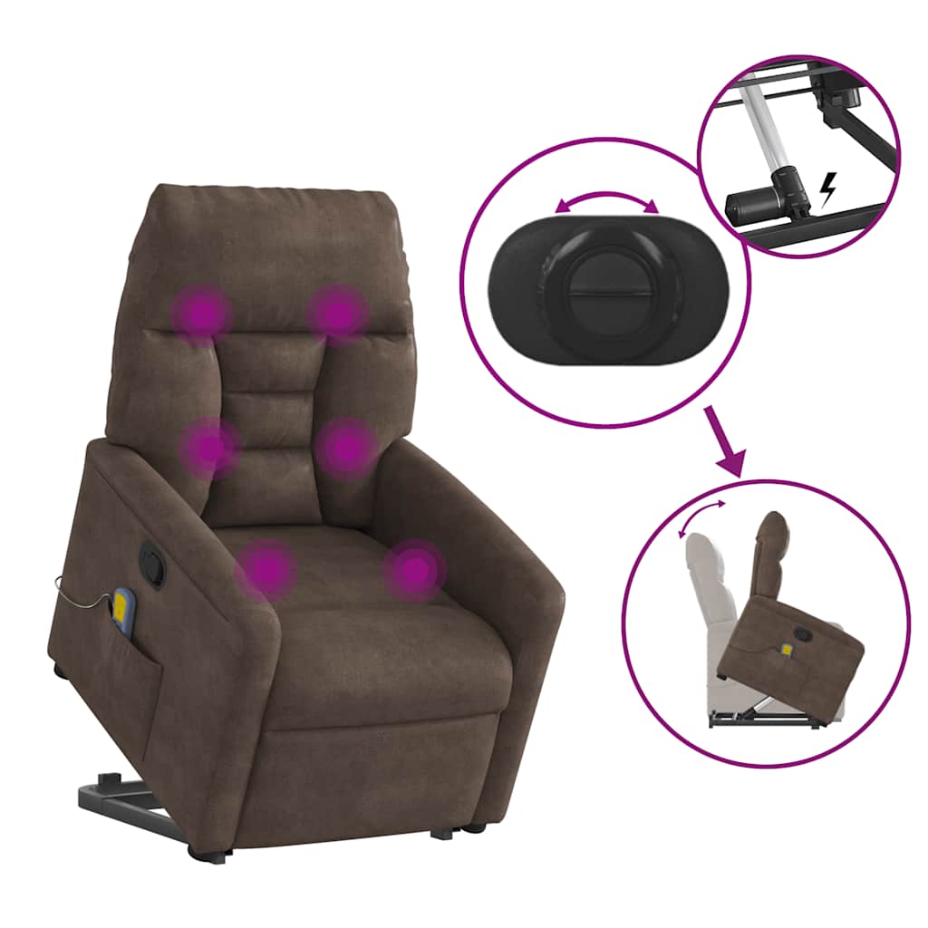Fauteuil inclinable de massage marron tissu microfibre - XIOS