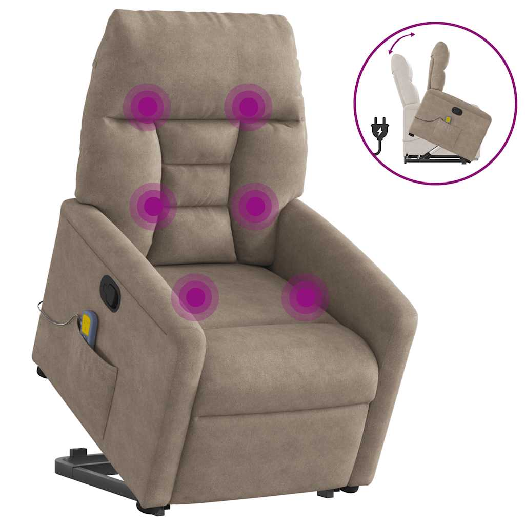 Fauteuil inclinable de massage taupe tissu microfibre