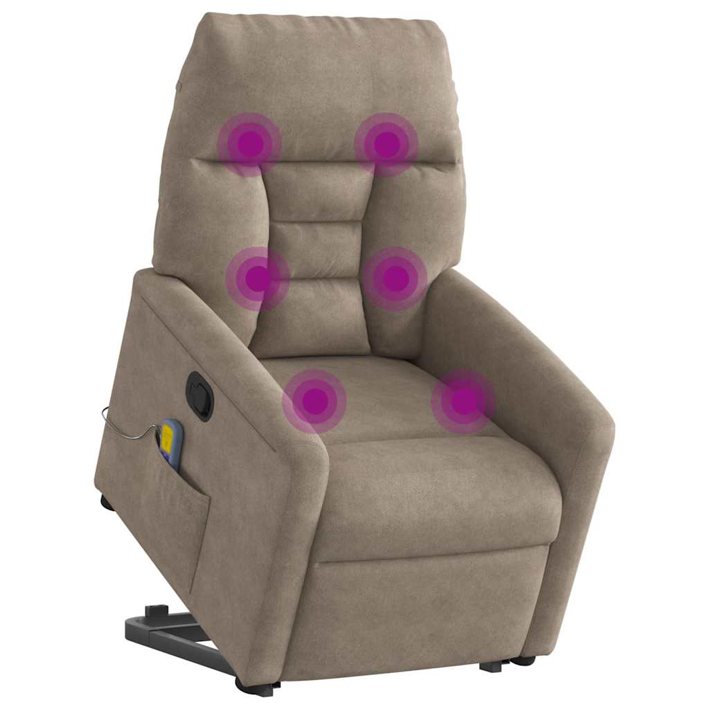 Fauteuil inclinable de massage taupe tissu microfibre