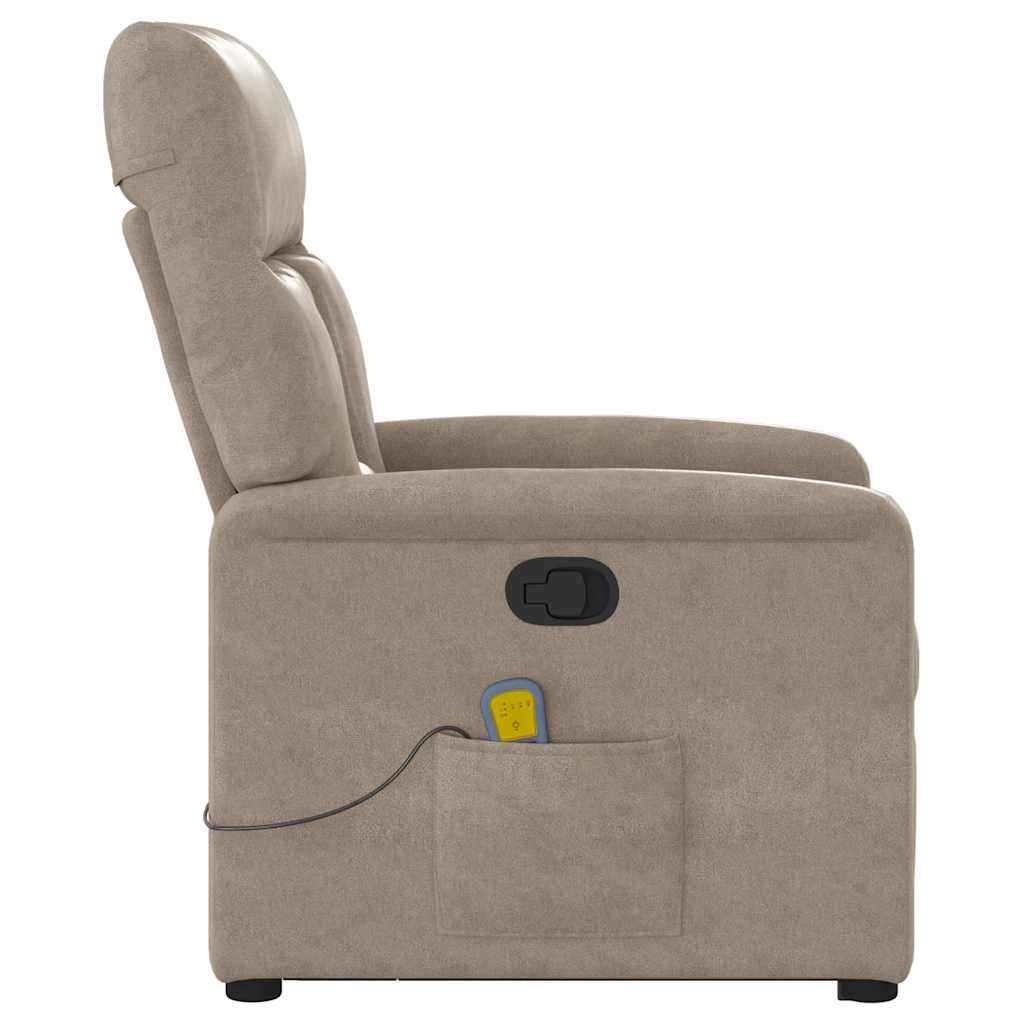 Fauteuil inclinable de massage taupe tissu microfibre