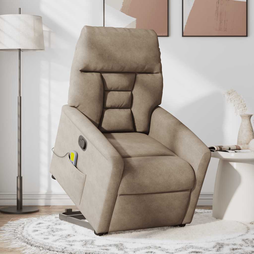 Fauteuil inclinable de massage taupe tissu microfibre