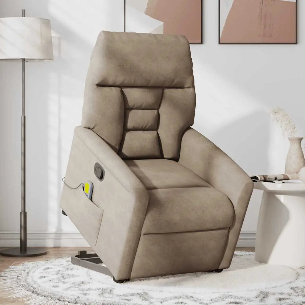 Fauteuil inclinable de massage taupe tissu microfibre - XIOS