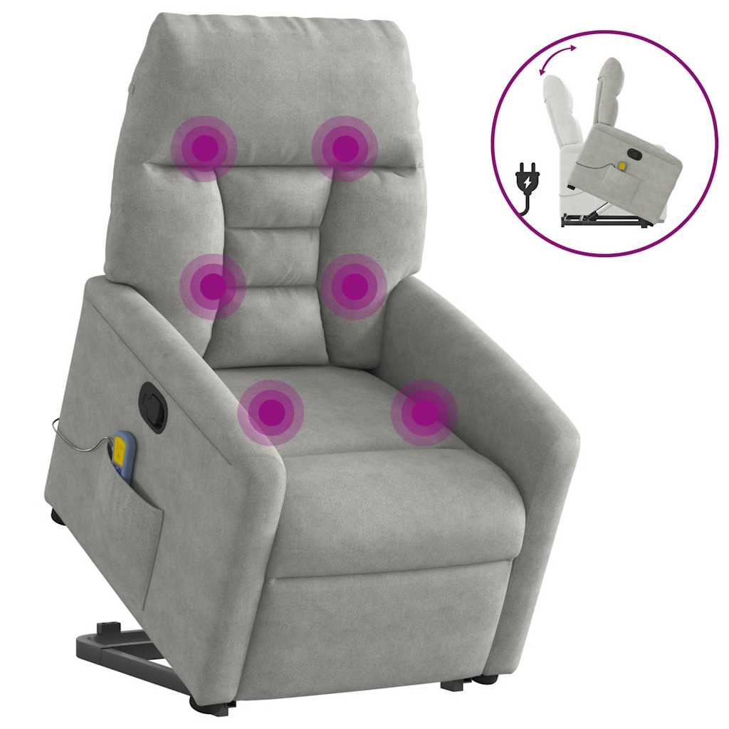 Fauteuil inclinable de massage gris clair tissu microfibre - XIOS