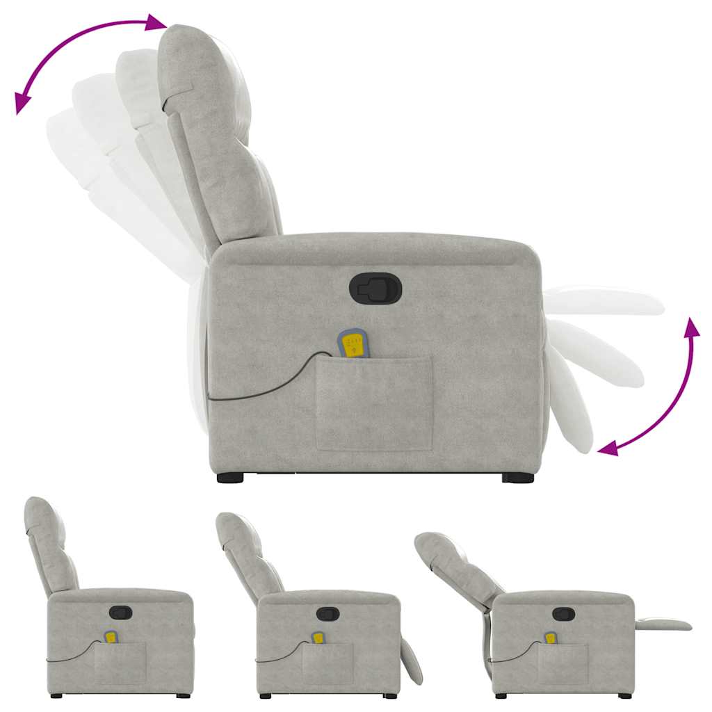 Fauteuil inclinable de massage gris clair tissu microfibre - XIOS