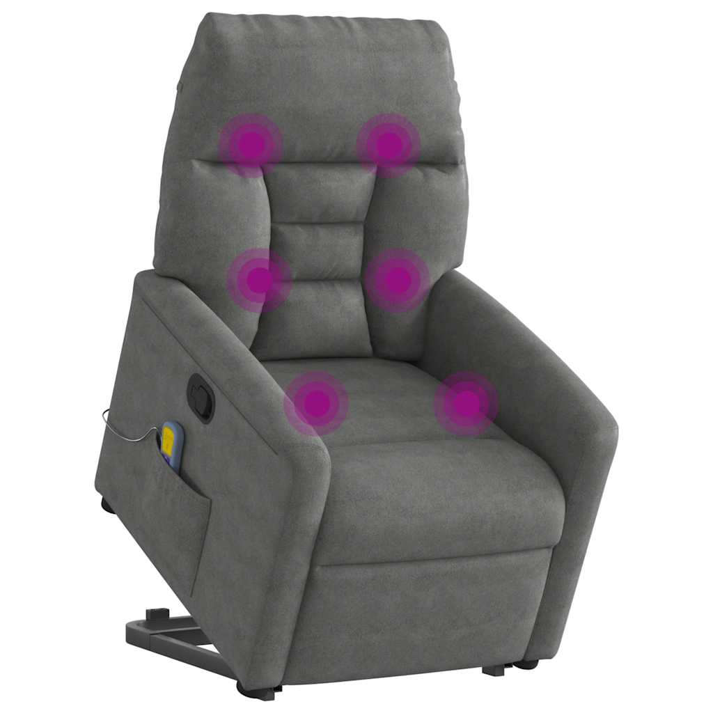 Fauteuil inclinable de massage gris foncé tissu microfibre