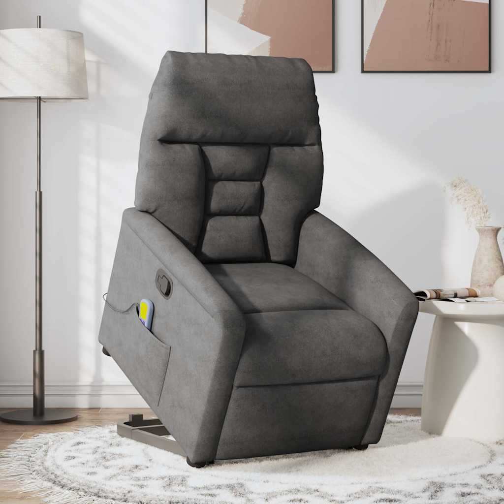 Fauteuil inclinable de massage gris foncé tissu microfibre