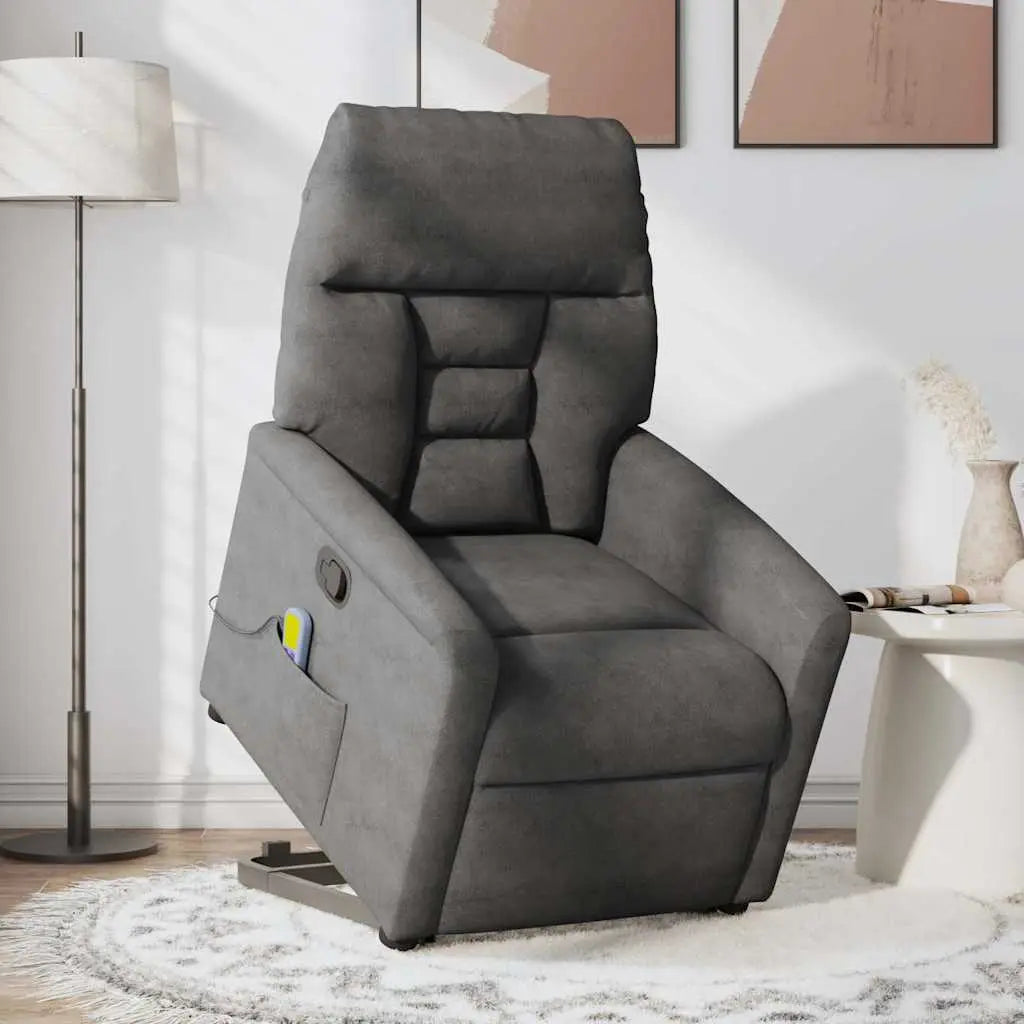 Fauteuil inclinable de massage gris foncé tissu microfibre - XIOS