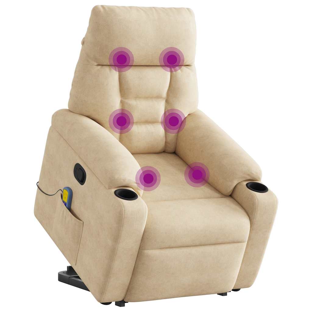 Fauteuil inclinable de massage crème tissu microfibre