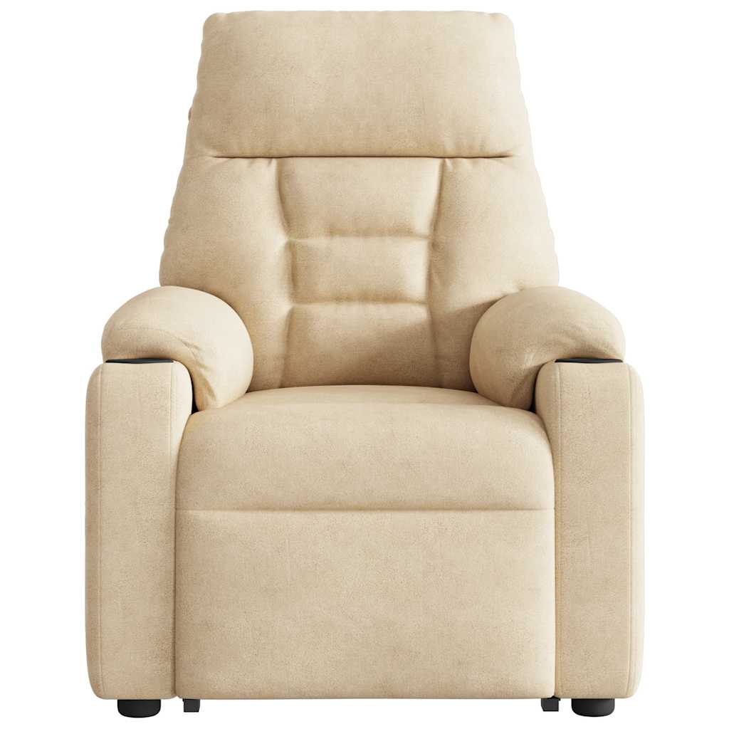 Fauteuil inclinable de massage crème tissu microfibre