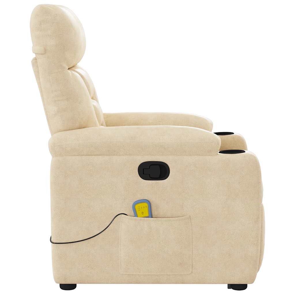 Fauteuil inclinable de massage crème tissu microfibre