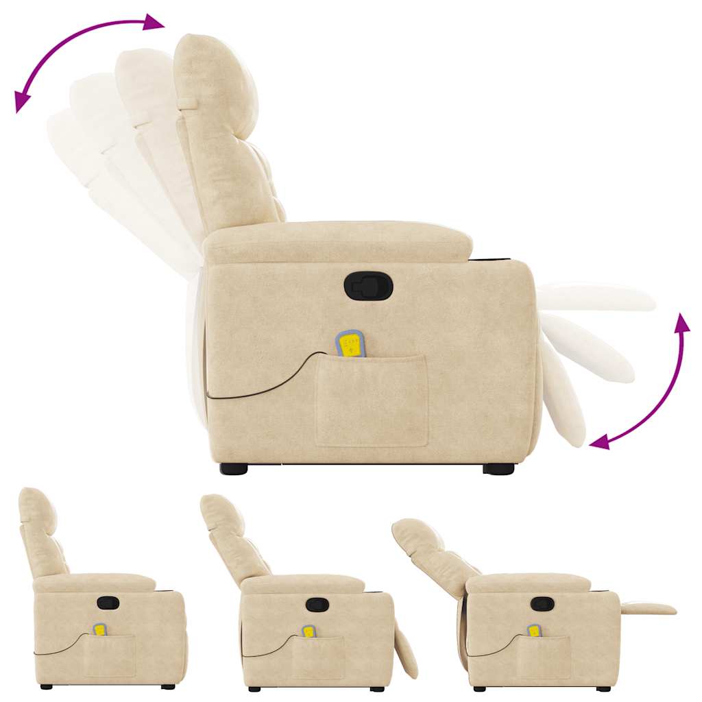 Fauteuil inclinable de massage crème tissu microfibre