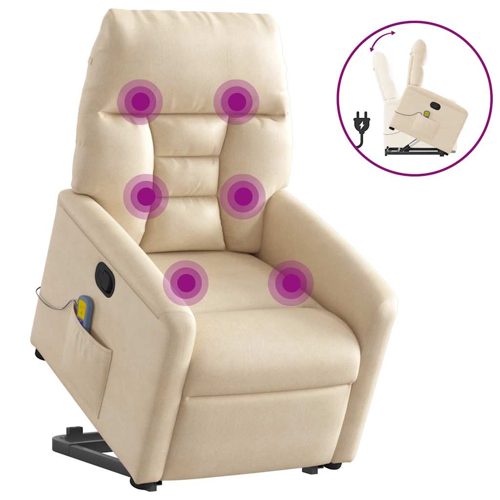 Fauteuil inclinable de massage beige tissu microfibre
