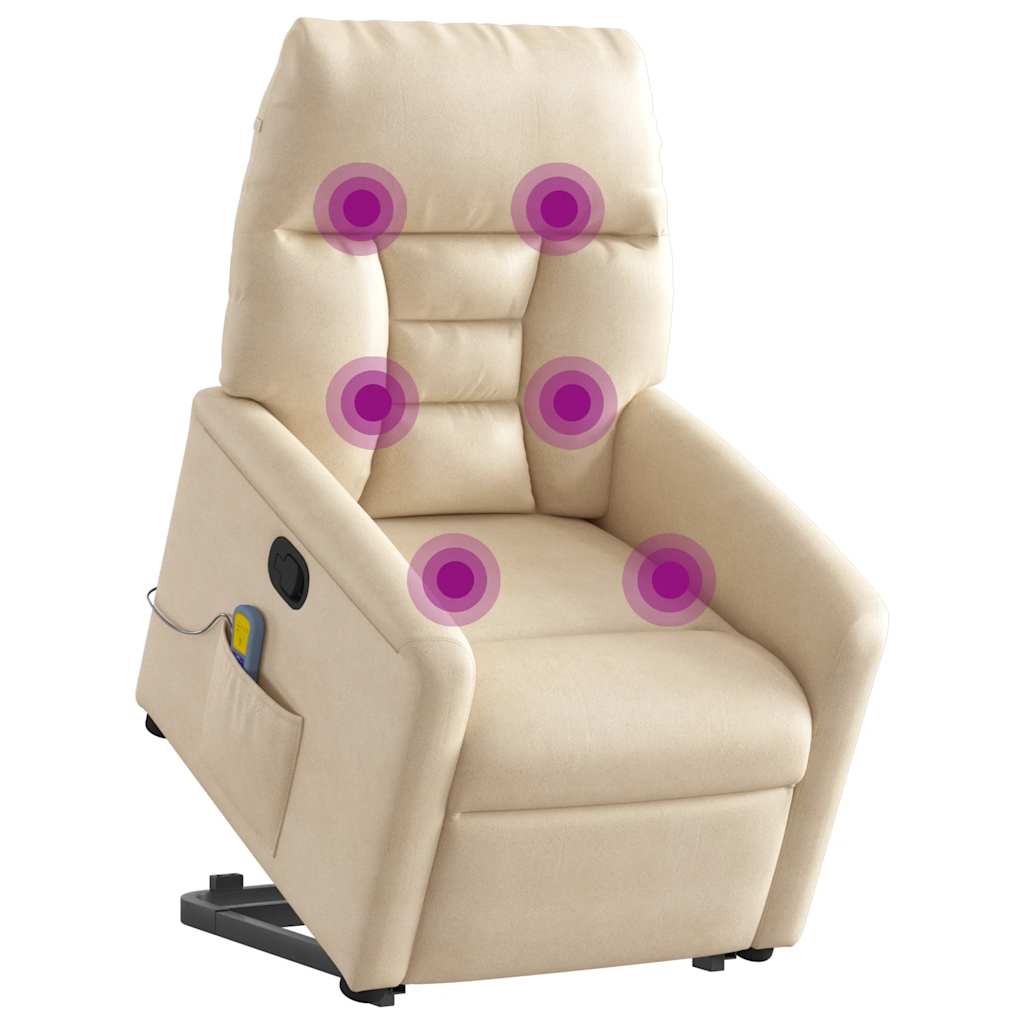 Fauteuil inclinable de massage beige tissu microfibre