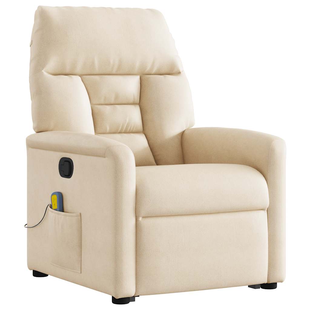 Fauteuil inclinable de massage beige tissu microfibre