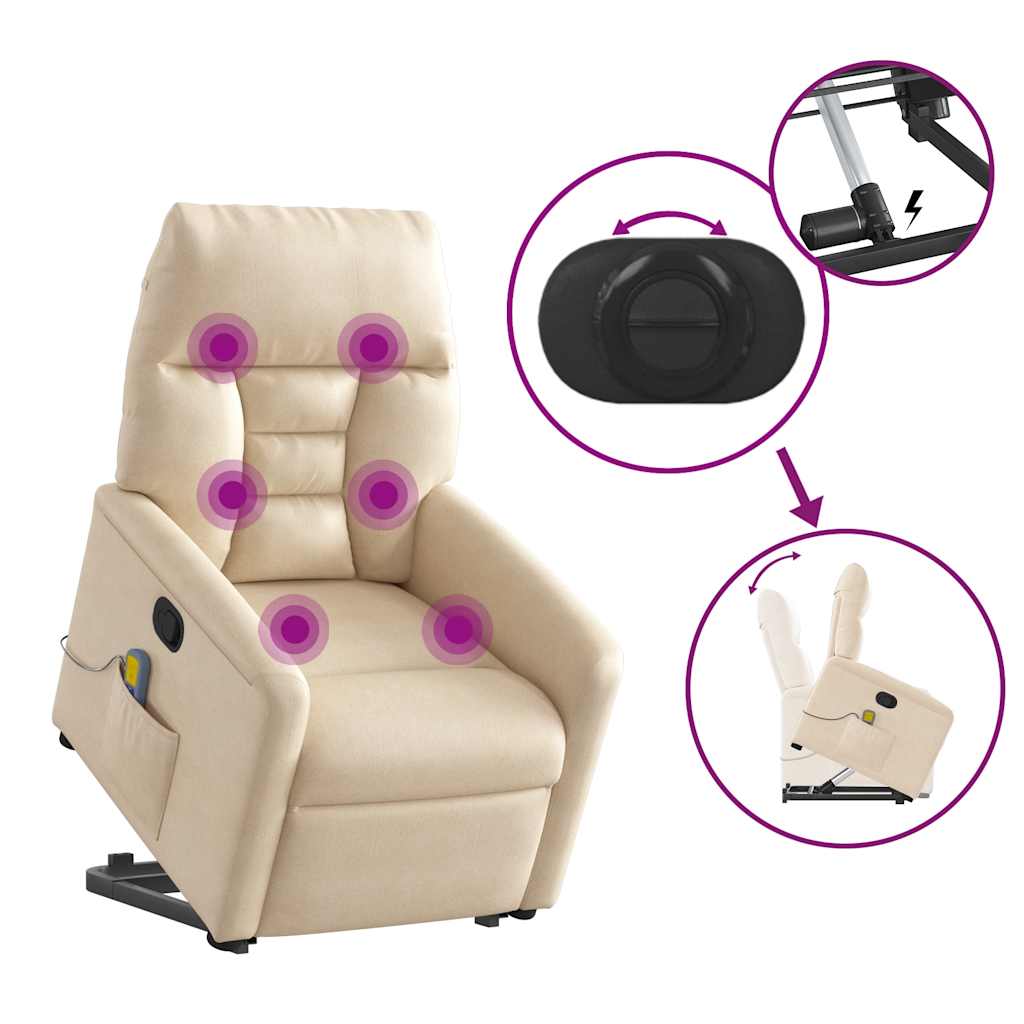 Fauteuil inclinable de massage beige tissu microfibre