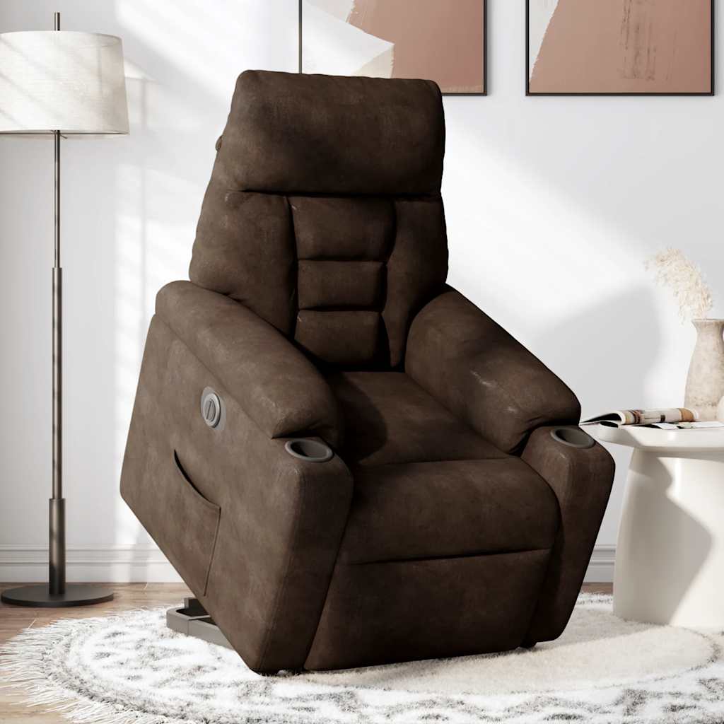 Fauteuil inclinable électrique marron tissu microfibre