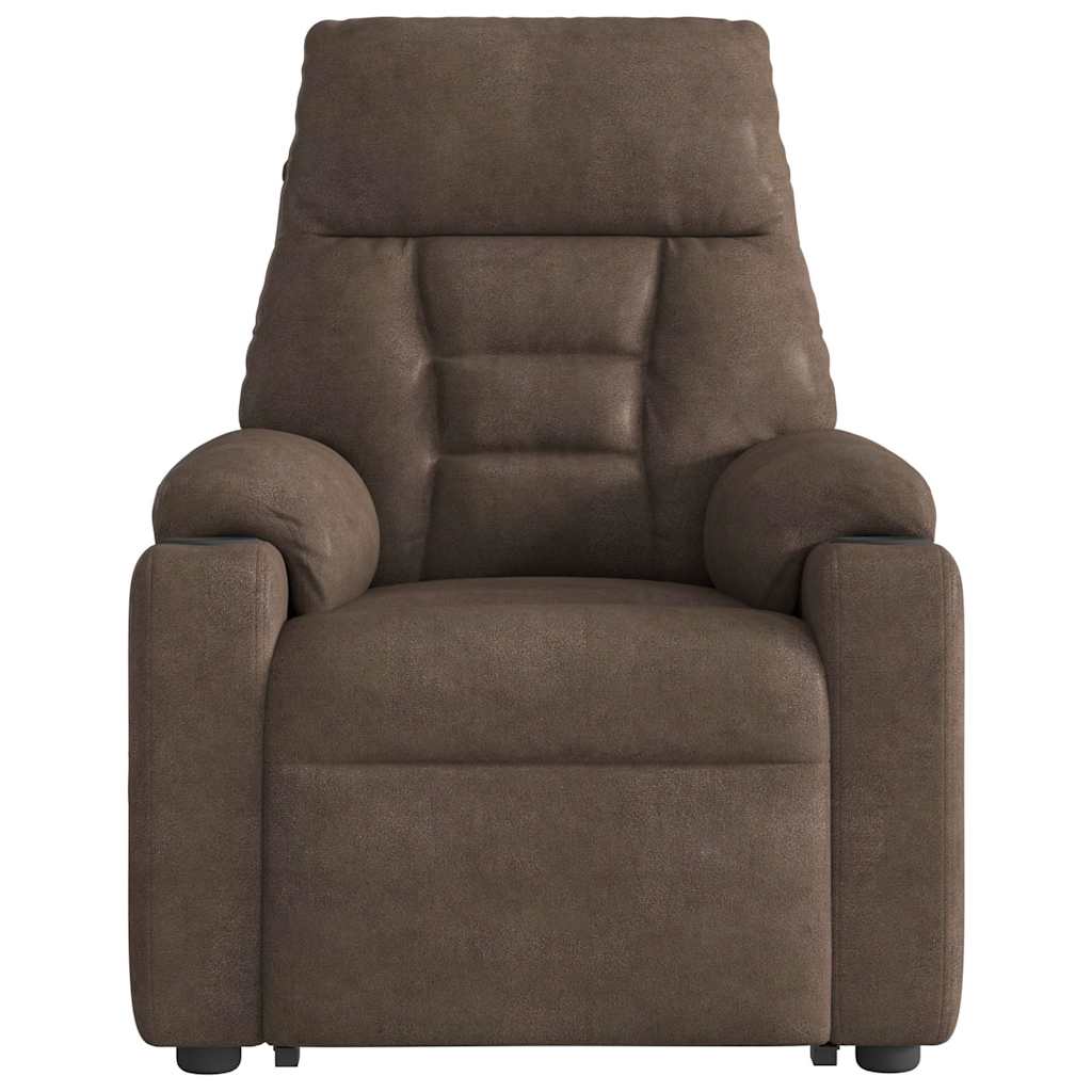 Fauteuil inclinable électrique marron tissu microfibre